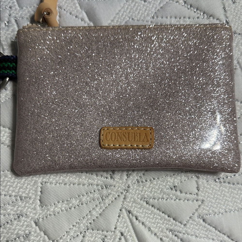 Consuela Glittery Silver Wristlet